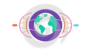 Global Data Analytics and Digital World Icon, vector design Generative AI