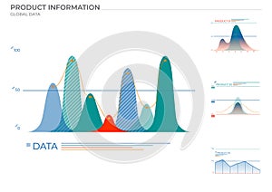 Global data charts in color. Vector elements charts.