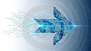 Global data connection network direction arrow.