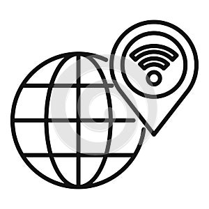Global data digital icon outline vector. Internet provider