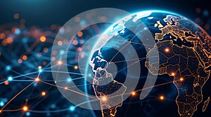 Illustration of worldwide data exchange and network connectivity