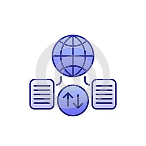 Global data exchange icon with outline