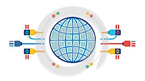 Global Data Flow Network Icons Vector, vector design Generative AI