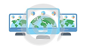 Global Data Monitoring, Worldwide Intelligence, vector design Generative AI