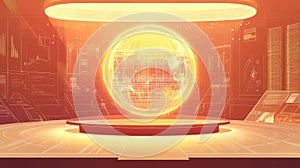 Global data network analyzing digital information hologram