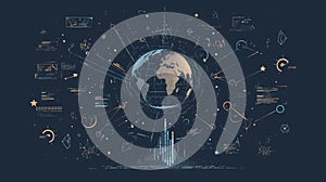 Global data network concept with digital growth icons