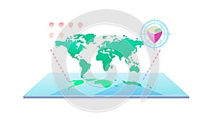 Global Data Network Holographic Map, vector design Generative AI