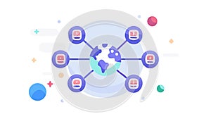 Global Data Network: Interconnected Digital World, vector design Generative AI