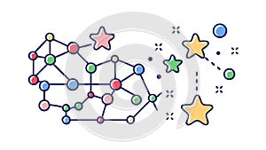 Global data network: interconnected systems and worldwide information flow, vector design Generative AI