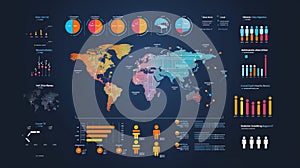 Global Data Network Interface with Analytics and World Map
