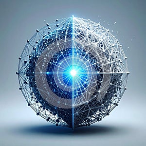 Global Data Network Sphere with Luminous Core