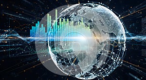 Global data network visualization with digital analytics and connectivity