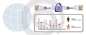 Global Data Security and Analytics Visualization with Encryption and Trends Chart