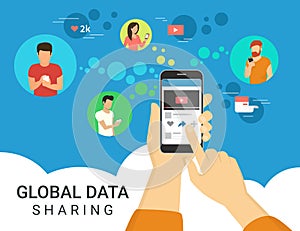 Global data sharing concept illustration