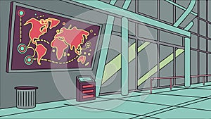 Global Data Visualization in a High-Tech Control Room, vector design Generative AI