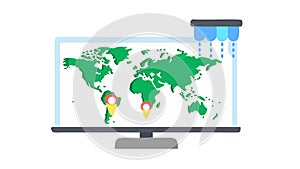Global Data Visualization, World Map Analytics Dashboard Vector, vector design Generative AI