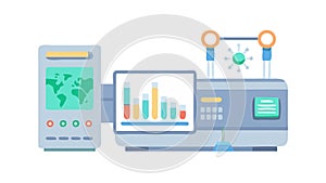 Global Data: World Map with Digital Charts and Statistics, vector design Generative AI