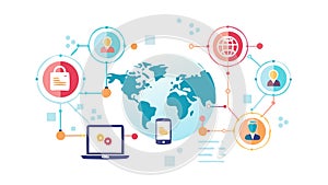 Global Digital Network Connection Technology, vector design Generative AI