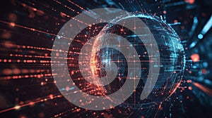 Global Digital Network Data Sphere Illuminates