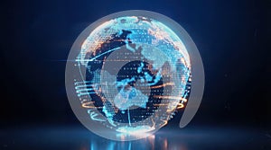 Global Digital Network Earth with Binary Code and Connections