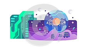 Global Digital Network and Earth Connectivity, vector design Generative AI