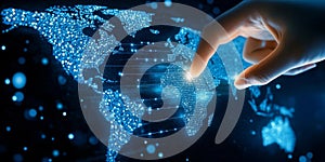 Global Digital Network Map with Advanced Technology Connecting Continents and Navigation