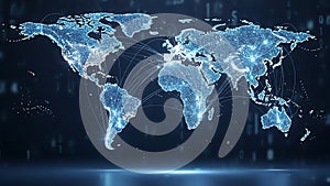 Global Digital Network Map with Connected Dots