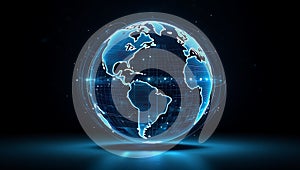 Global Digital Network Technology Connecting Continents with Data Flow