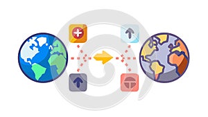 Global Digital Network, Worldwide Connectivity Map, vector design Generative AI