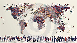 Global Diversity Map - People of Different Ethnicities Form World Map. World Population Day