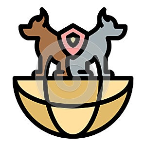 Global dog training icon color outline vector