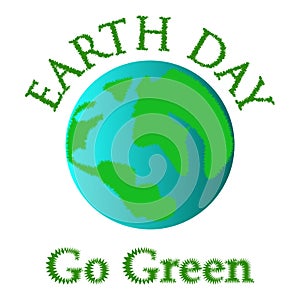 Global Earth Day go green planet symbol on white background environment conservation concept