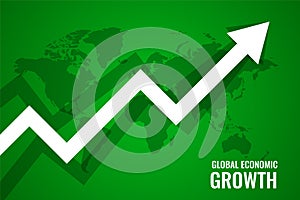 Global economi growth upward arrow green background