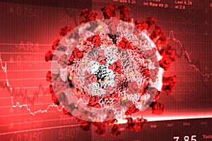 Global economic impact due to coronavirus pandemic red background