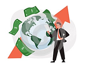 Global economy abstract concept vector illustrations. Financial investments, broker. Stock market and capital.
