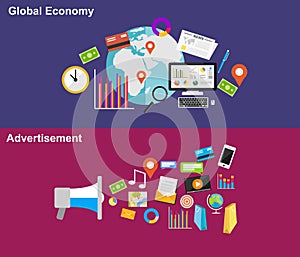 Global economy and advertisement illustration concepts.