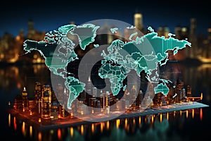 Global economy concept, Finance chart on 3D world map background