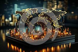 Global economy concept, Finance chart on 3D world map background
