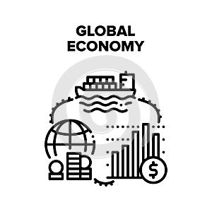 Global Economy Vector Black Illustration
