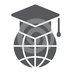 Global education glyph icon, e learning