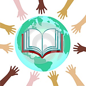 Global education icon logo Diversity hands