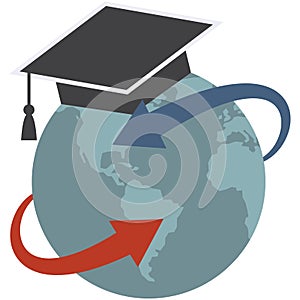 Global education icon, online university vector symbol