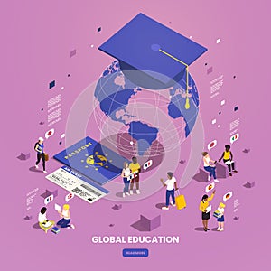 Global Education Isometric Composition