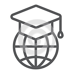 Global education line icon, e learning