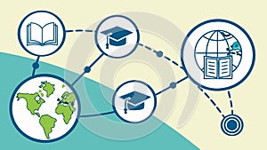 Global Education Network, Online Learning Reach. vector design Generative AI