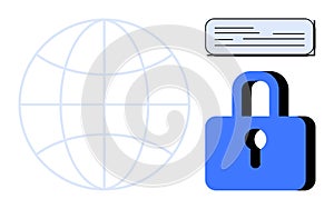 Global Encryption and Cybersecurity Concept with Globe, Lock, and Data Block