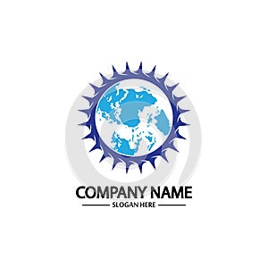 Global Engineer World Gear Logo Design Template