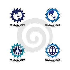 Global Engineer World Gear Logo Design Template