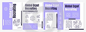 Global expat recruiting purple brochure template