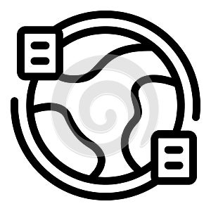 Global file transfer icon, outline style